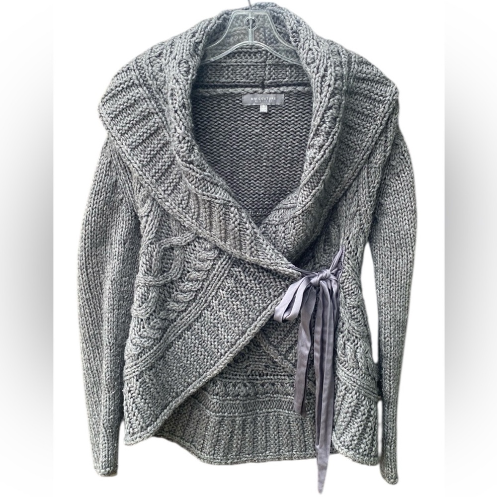 Miss Me MM Couture Wrap Sweater Gray - Small
